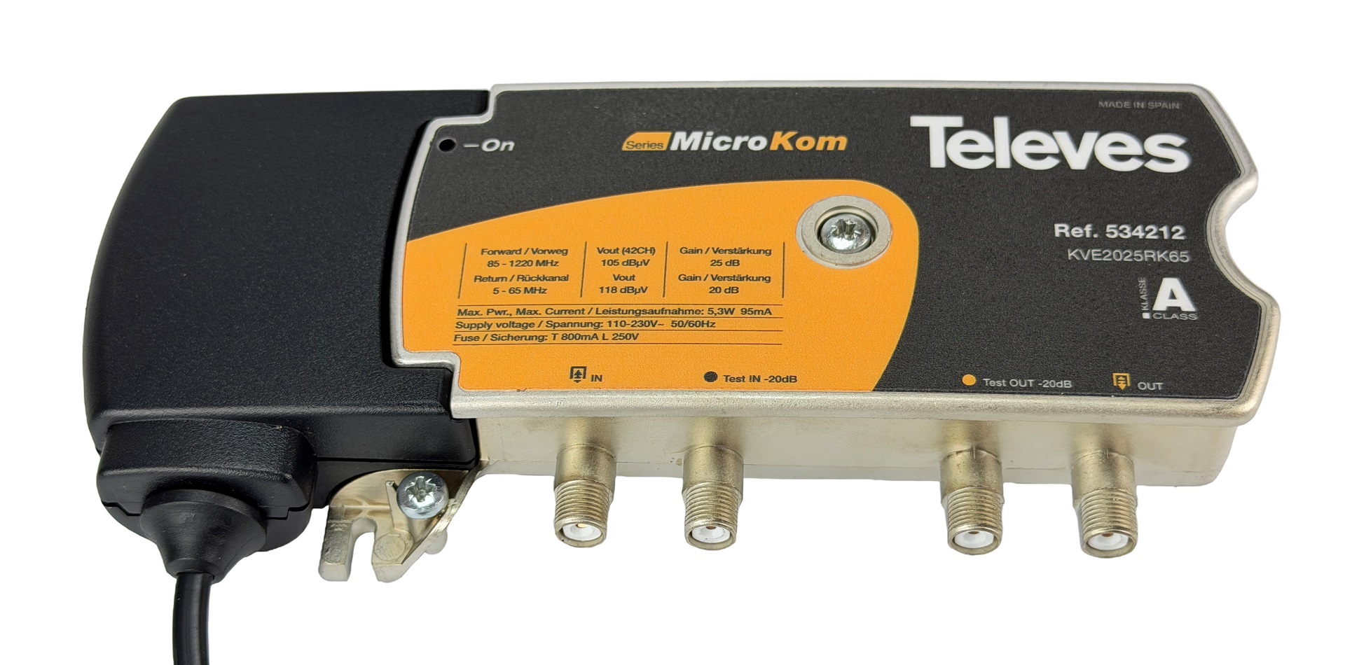 Televes KVE2025RK65 Hausanschlussverstärker, 1 GHz, Verstärkung 20/25dB