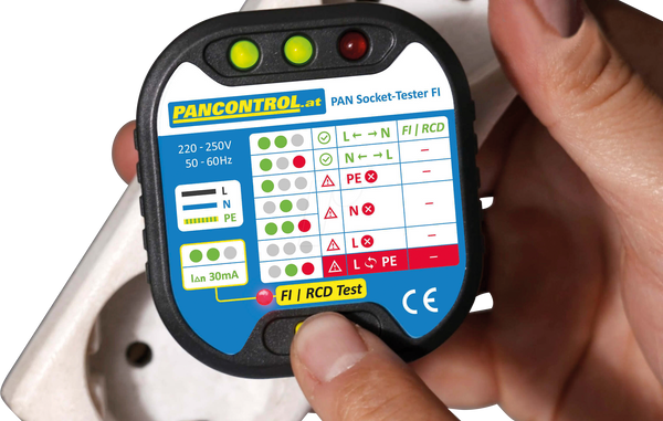 PAN Socket-Test 2 - Steckdosenprüfer + 30 mA FI-Tester