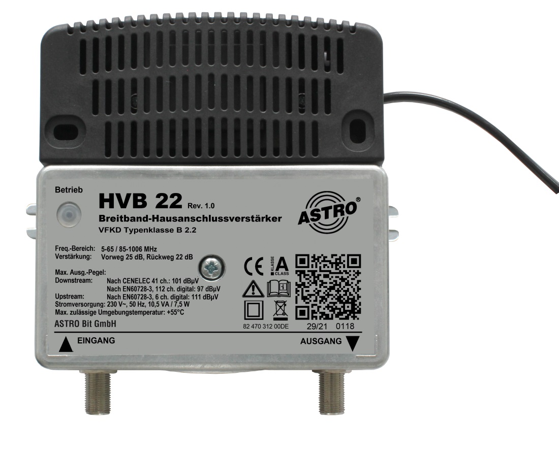 HVB 22 - Breitbandverstärker mit 5-65 / 85-1006 MHz