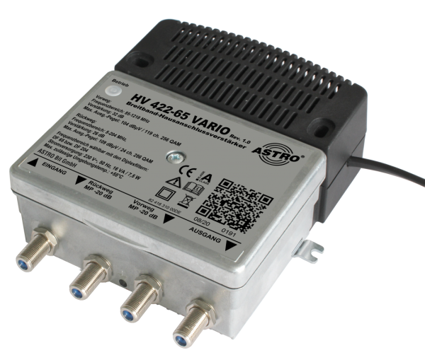 HV 433-65 - Hausanschlussverstärker mit Push-Pull-Rückweg, DOCSIS 3.1