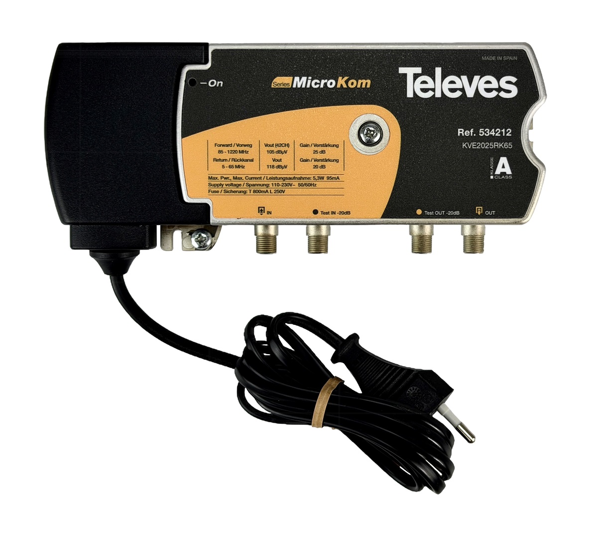 Televes KVE2025RK65 Hausanschlussverstärker, 1 GHz, Verstärkung 20/25dB