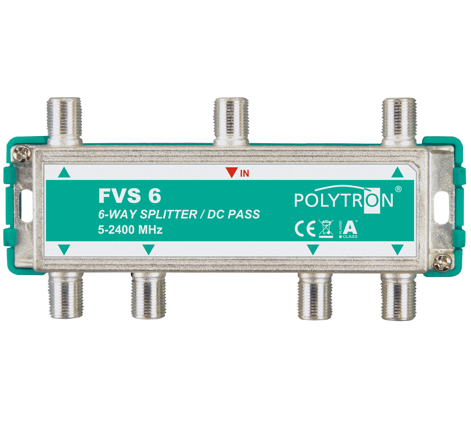 FVS 6 -  5-2400 MHz 6-fach Verteiler mit DC-Durchgang, F-Anschlüsse