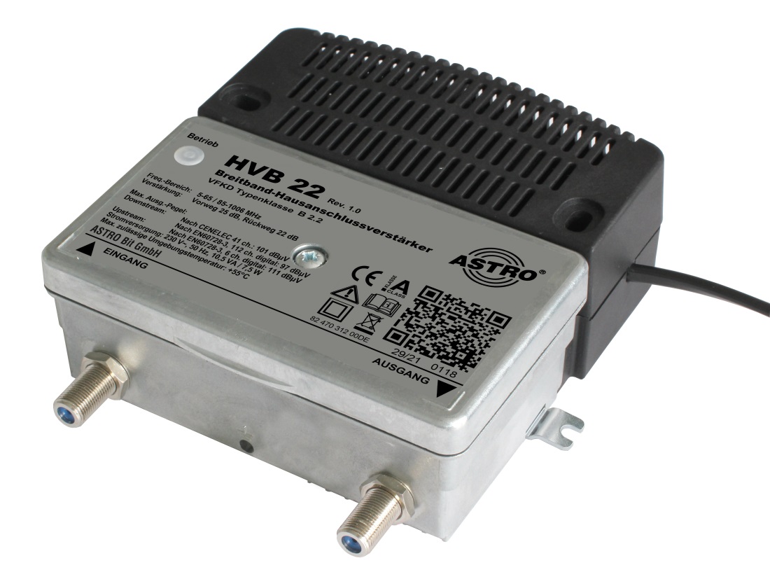 HVB 22 - Breitbandverstärker mit 5-65 / 85-1006 MHz