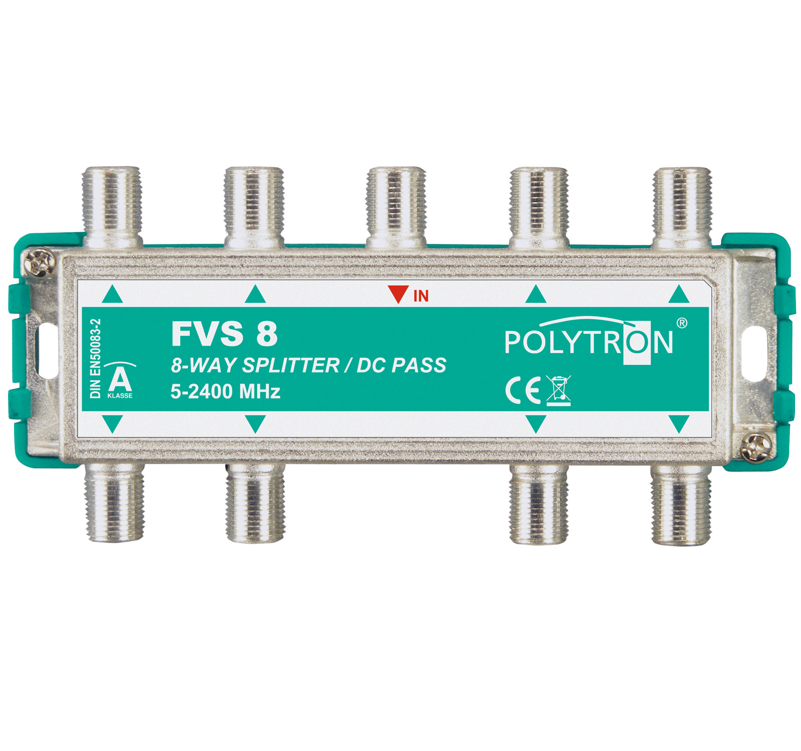 FVS 8 -  5-2400 MHz 8-fach Verteiler mit DC-Durchgang, F-Anschlüsse