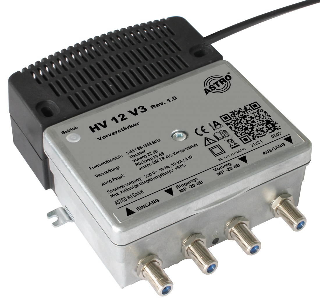HV 12 V3 - Breitband Kaskaden-Vorverstärker mit 5-65 / 85-1006 MHz